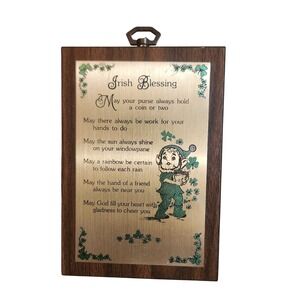 Vintage Contemporary Inc Irish Blessing Plaque Wood Metal Leprechaun Wall Decor